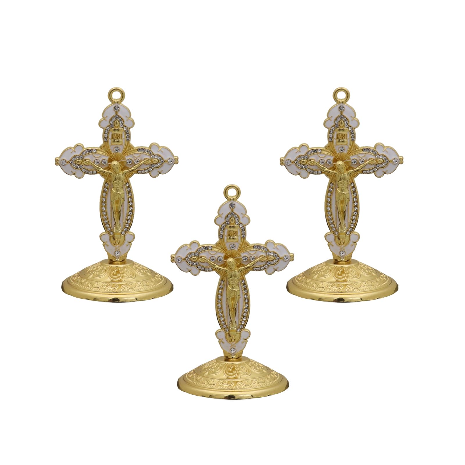 Xjdzineq Religious Enameled Crucifix Ornament for Car Dashboards Desk Vibranted Durability Metal Decoration Crucifix Charm