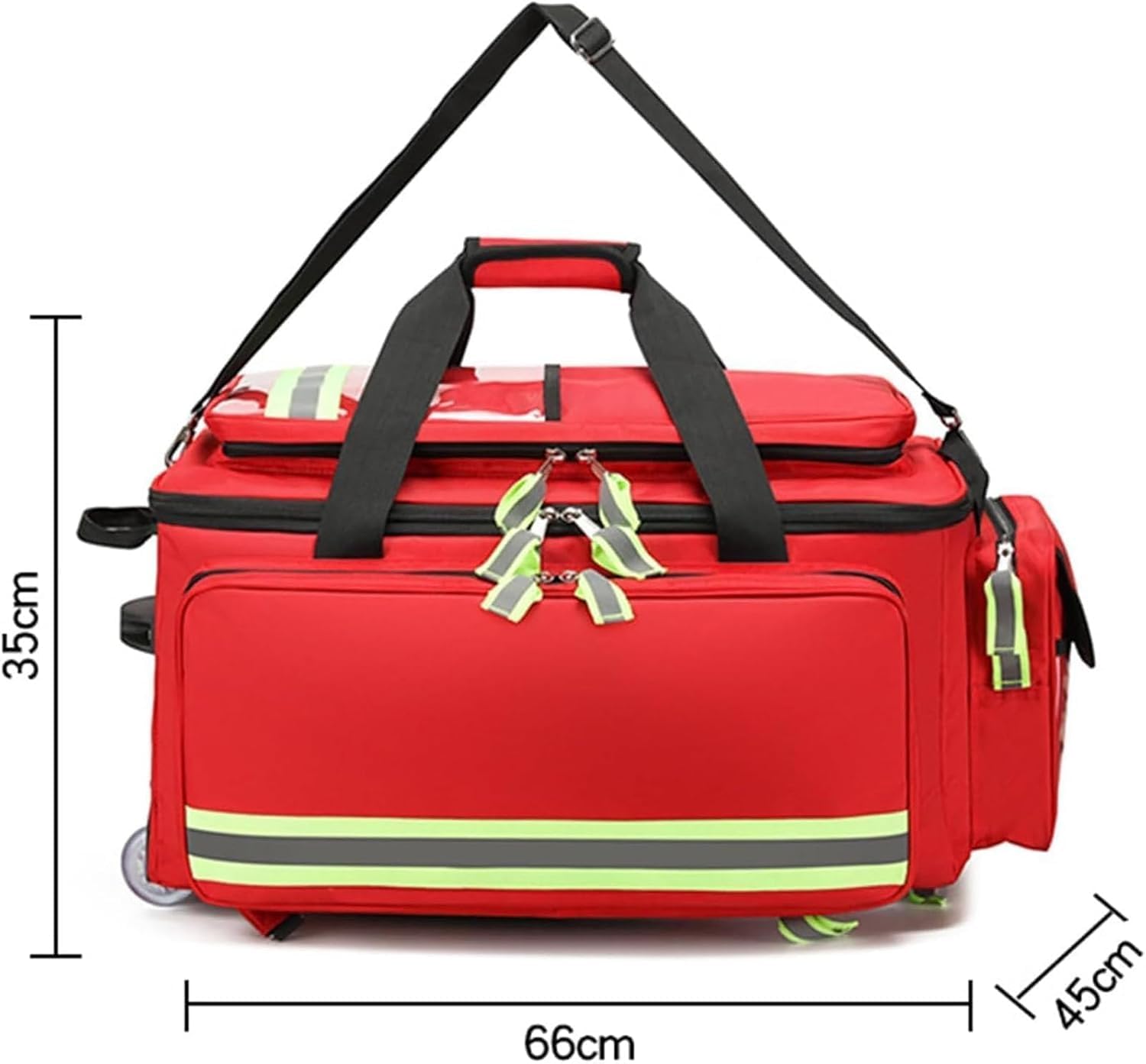 Bolsa Médica con Ruedas De Gran Capacidad, Bolsa Portátil para Botiquín De Primeros Auxilios (vacía), con Compartimentos Y Banda Reflectante, Bolsa De Viaje para Emergencias Al Aire Libre