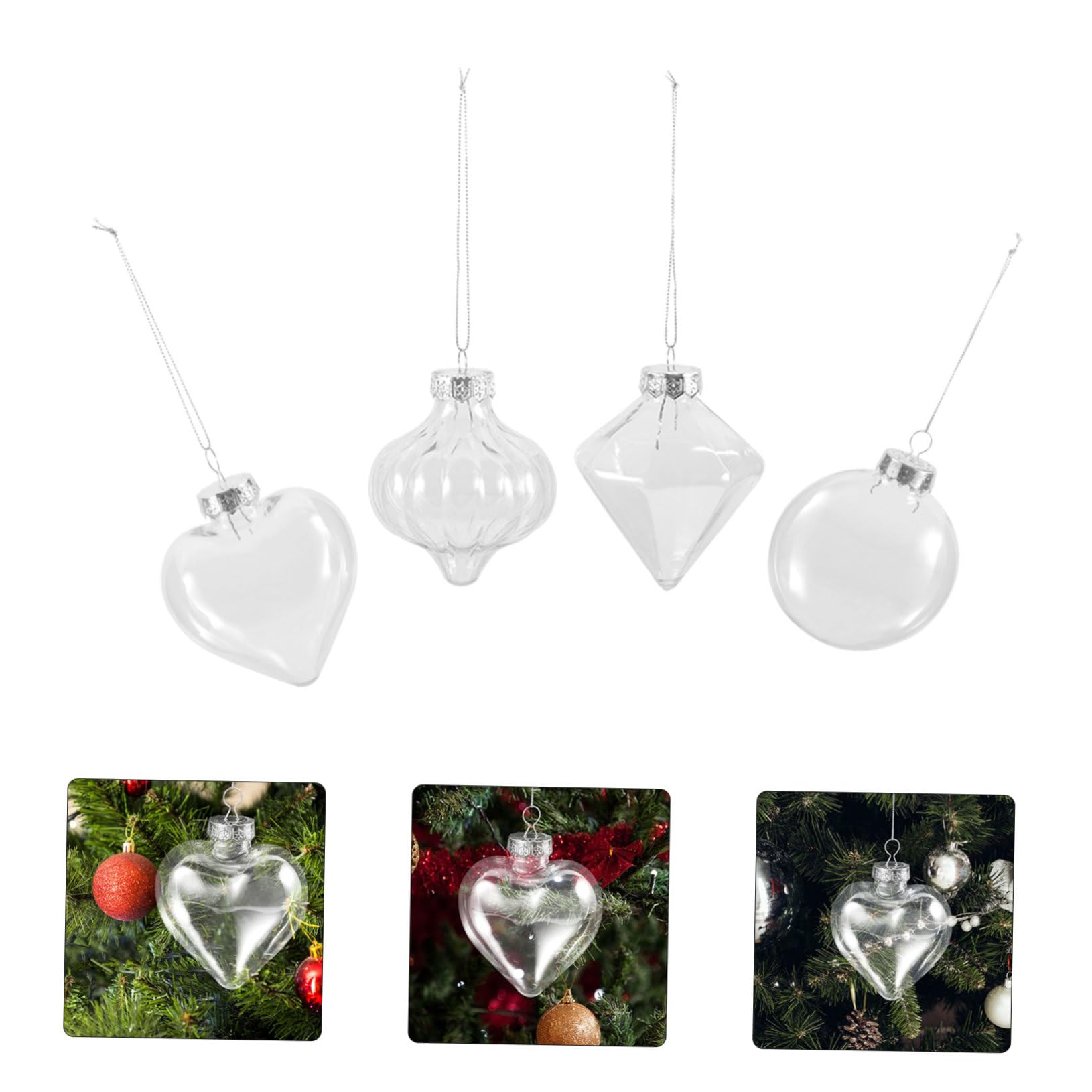 16piezas Transparentes Rellenables para Árbol De Navidad Adornos De Irrompibles y Celebraciones Navideñas
