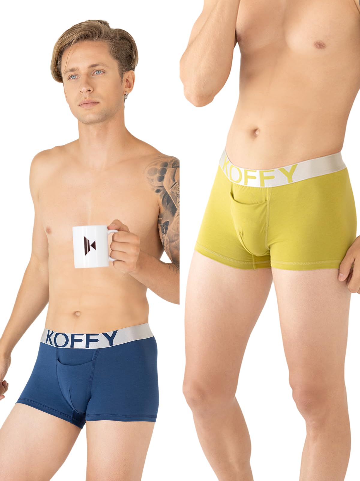 koffy Men's Premium Cotton Lycra Mini Trunk with Minus Cutting Pouch I Silver Metallic Elastic I 4 Way Stretch I Wrinkle Free-picture-23