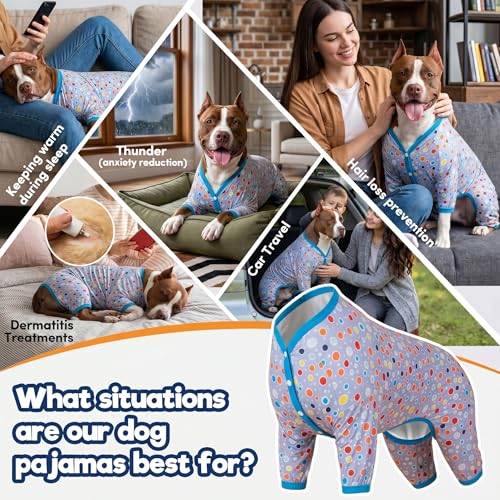 Pijama para Perros Grandes LovinPet XL Gris con Lunares miniatura 4