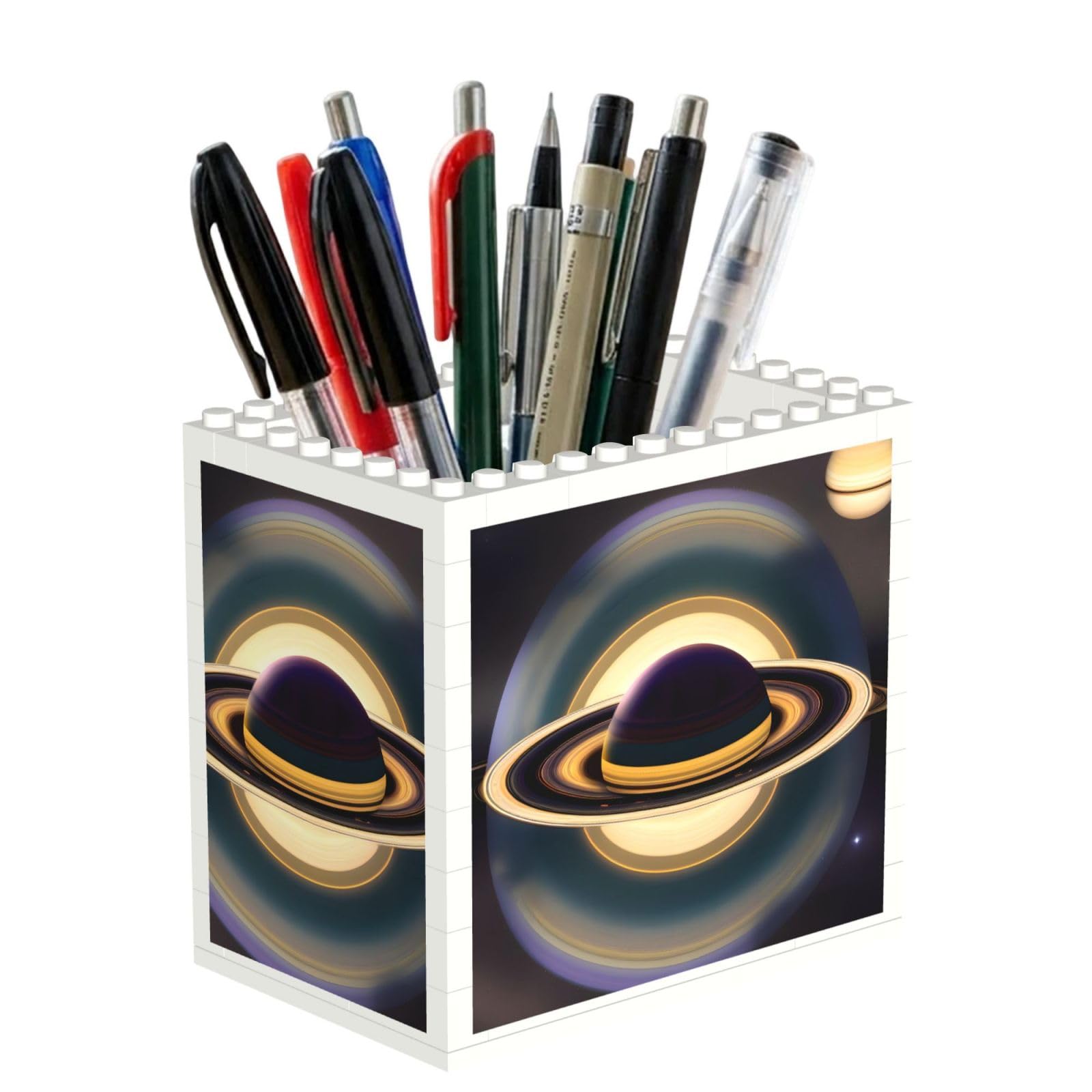 SXZVVBN Beautiful Saturn Building Block Desk Tidy ABS Organiser