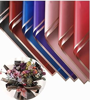 Just Flowers Waterproof Floral Wrapping Paper, Gift Wrapping Paper Roll Sheet, Florist Bouquet Supplies (Pack of 10 Rose Gold Edge Bouquet Wrapping Paper, Multicoloured)
