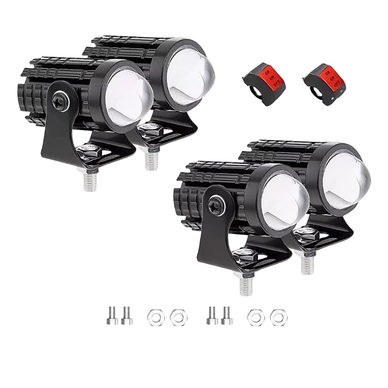 Genérico Faro para Motocicleta - Faros Auxiliares de Motocicleta Bicolor | Faros Impermeables 4 Piezas para ATV Calle Dirt Bike