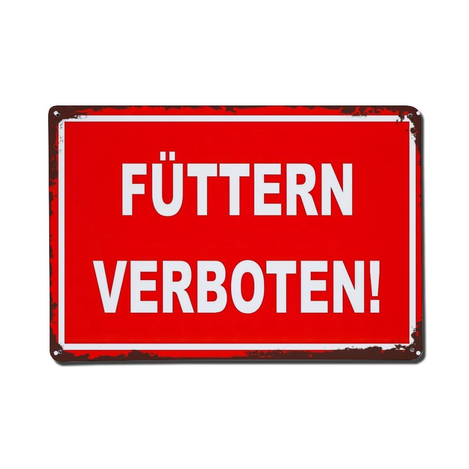 Jdfenggu Vintage Fuettern Verboten Sign Pattern Print Retro Metal Tin Sign, Metal Poster For Bar, Home, Man Cave, Kitchen, Laundry Room Art Decor 8X12 Inch