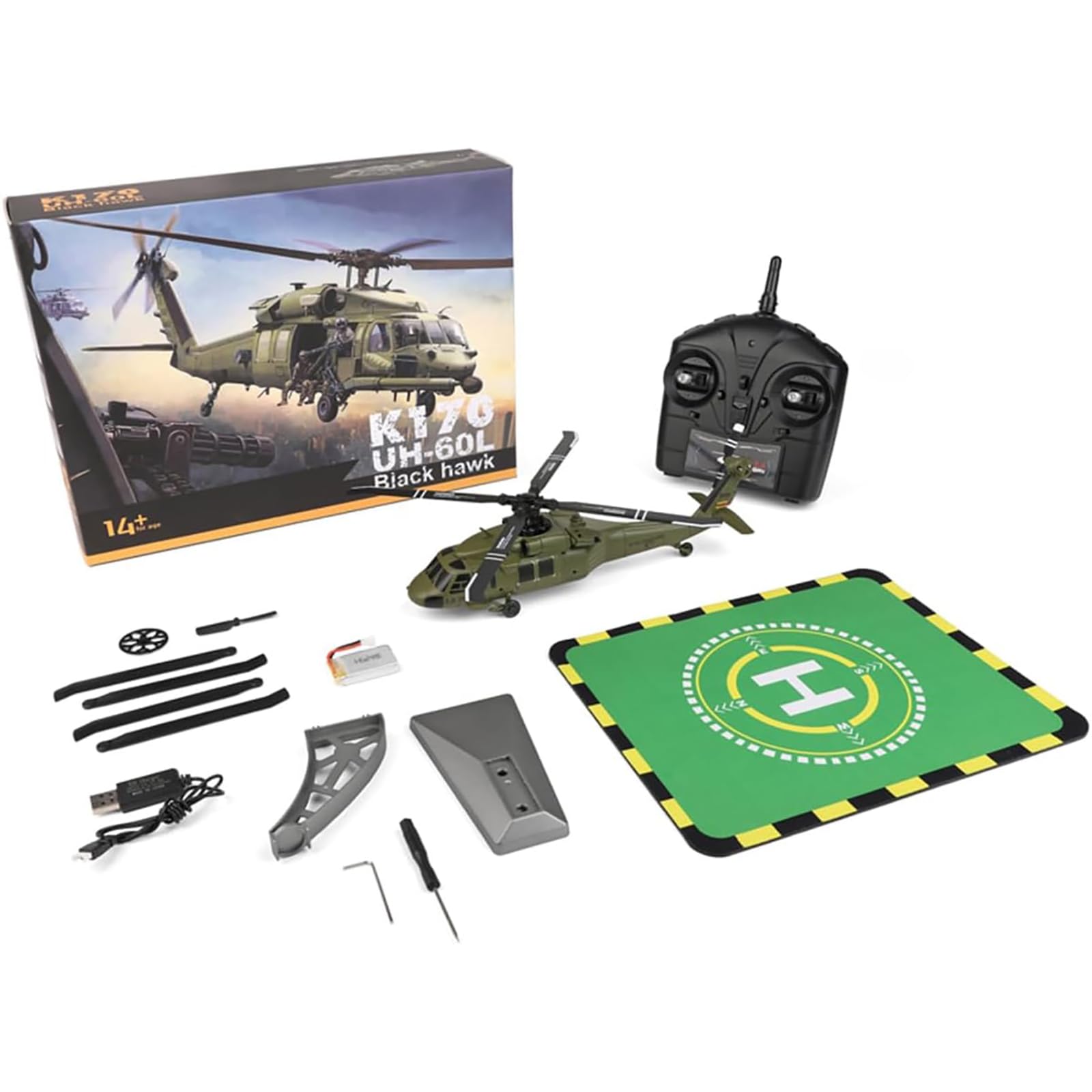 K170 UH60L Zdalnie sterowany helikopter Samolot 2.4Ghz 4CH RC Helikopter Bez lotek 6-osiowy Żyroskop Wysokość dla dorosłych początkujących