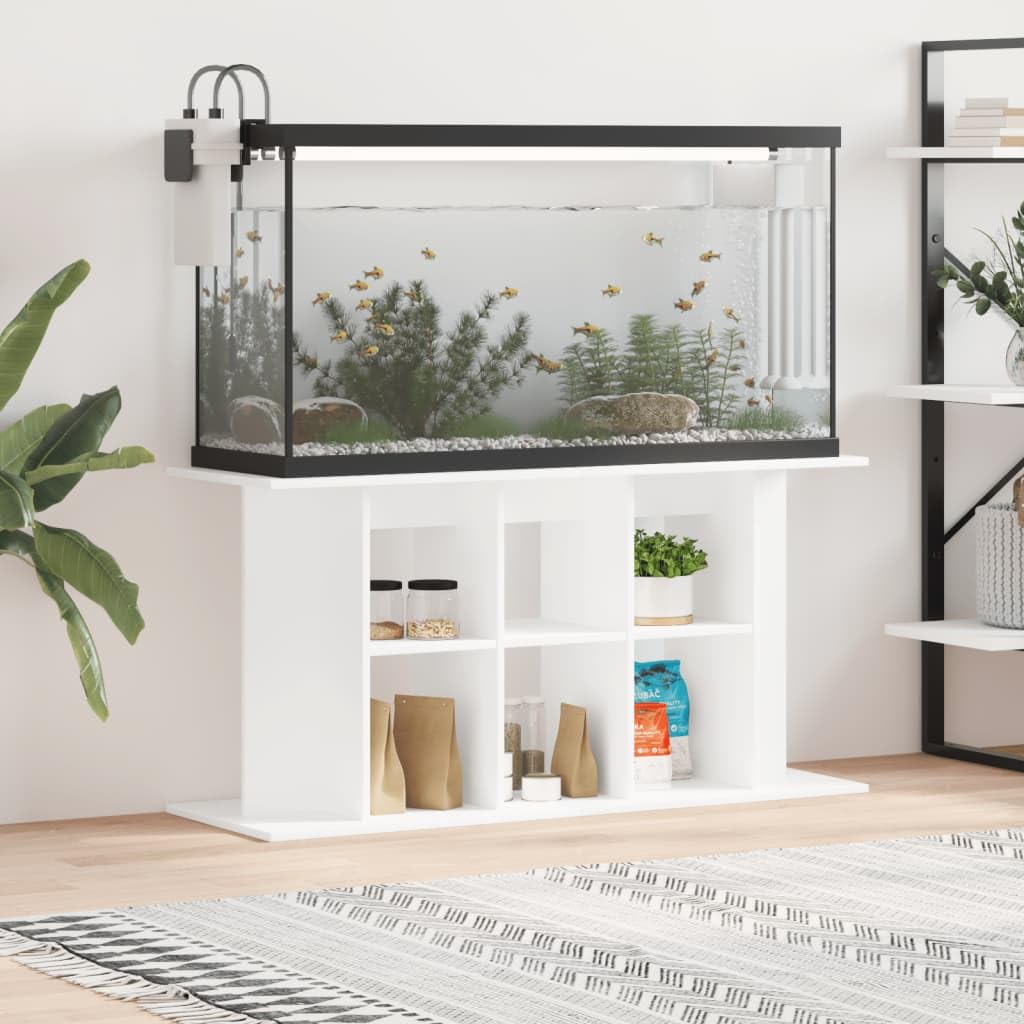 Gecheer Aquarium Stand Fish Tank Cabinet Side Cabinet with Display Shelves for Home Living Room White 120x40x60 cm Engineered Wood