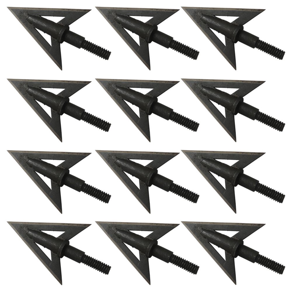 e5e10 12pcs Metal Sharp Broadheads 2 fixed blade 110 Grain Hunting Archery Arrowheads
