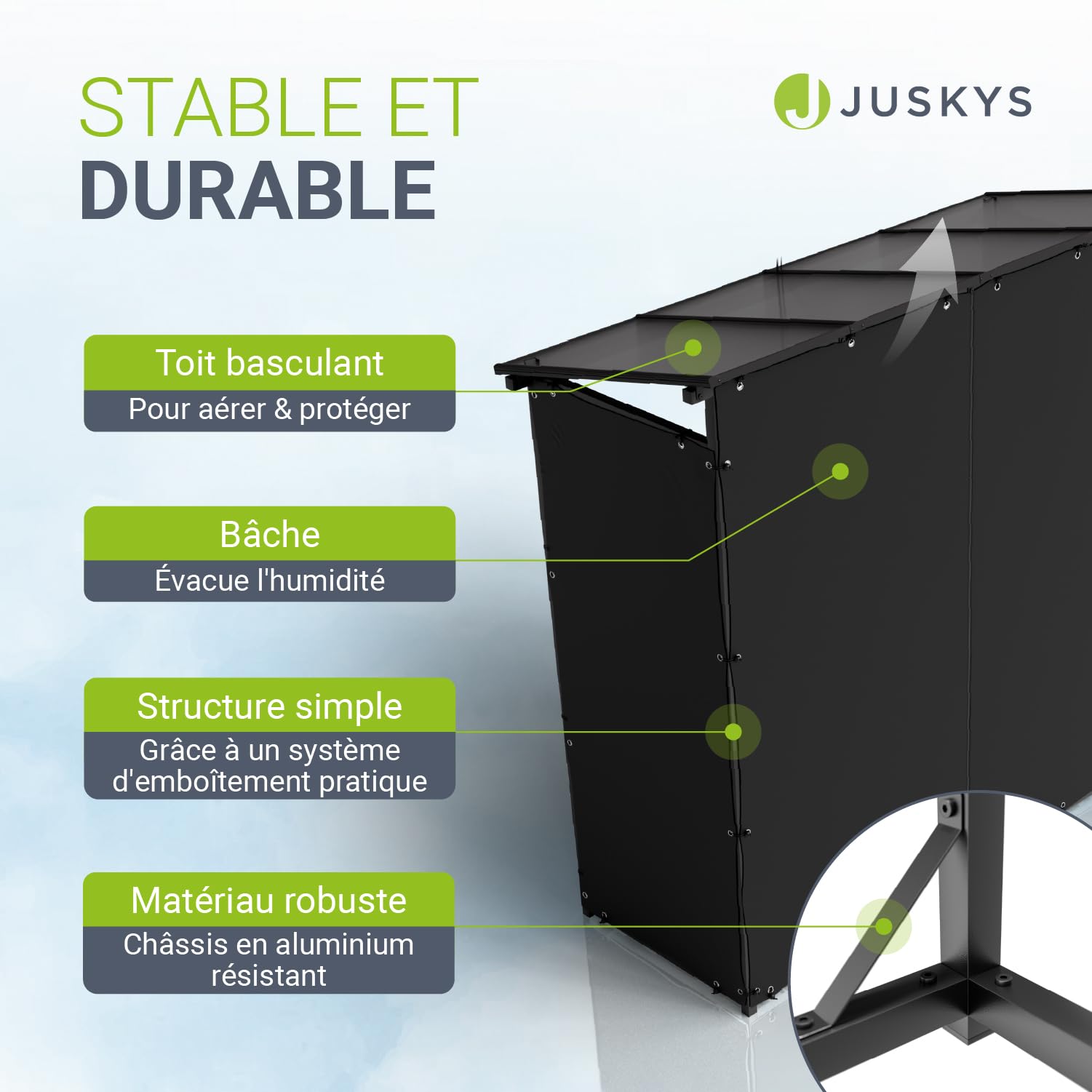 Juskys Range-bûches extérieur avec toit – étanche, bâche anti-UV, sol surélevé & montage facile, idéal pour stockage en extérieur