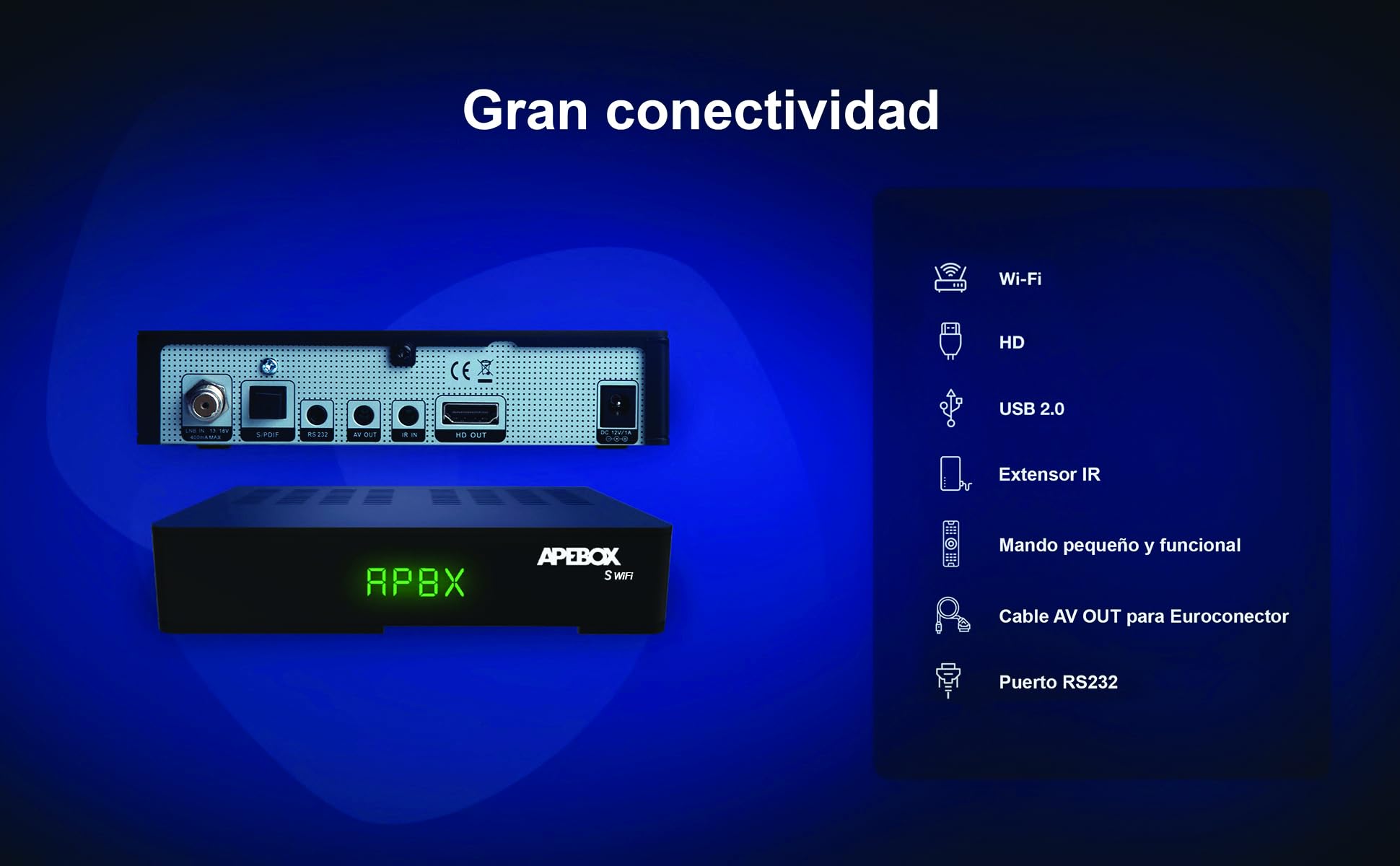 APEBOX S WiFi, DVB-S2 Full HD Receptor Satélite FTA H264, WiFi Integrado, USB 2.0, y Youtube, un Gran Receptor con Unas prestaciones excepcionales ¡Aprovecha el Momento!
