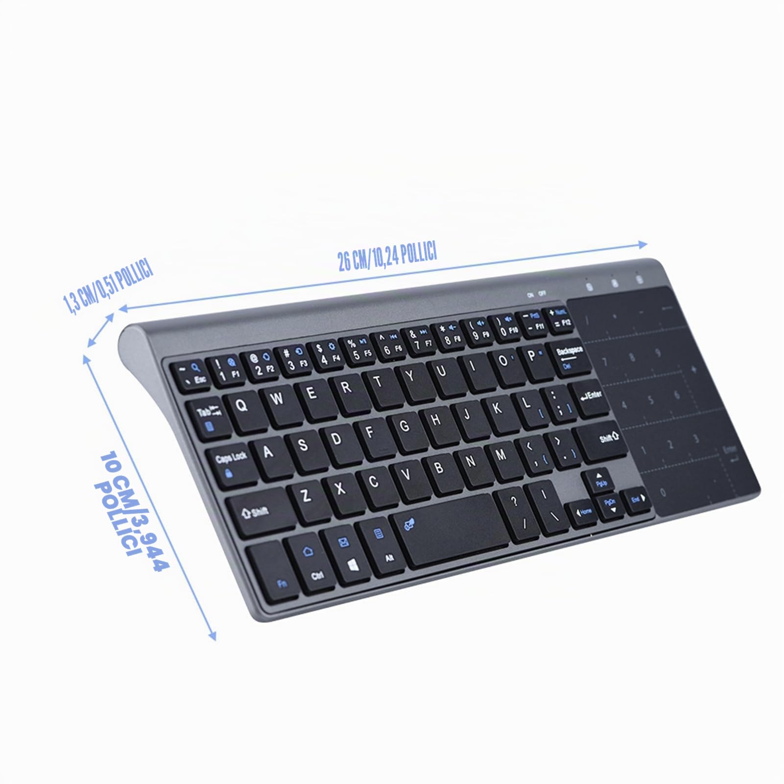 Zerone Mini Tastiera Wireless 2.4Ghz con Touchpad Tastierino Numerico Tastiera Portatile Ultrasottile Mouse Combo per PC Laptop Smart TV HTPC Android