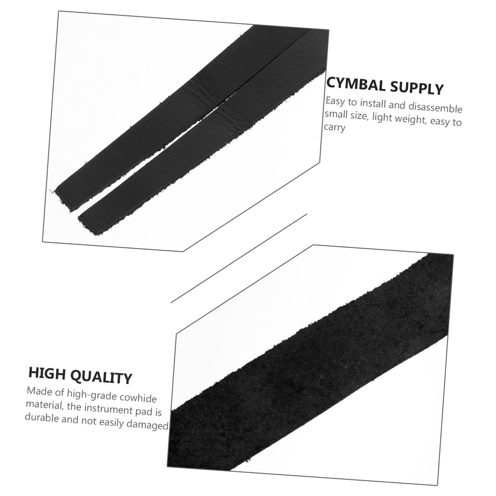 HEMOTON Lot De 4 Sangles De Cymbales Noires Pour Fanfare Accessoires Pour Instruments De Musique En Cuir De Vache Noir
