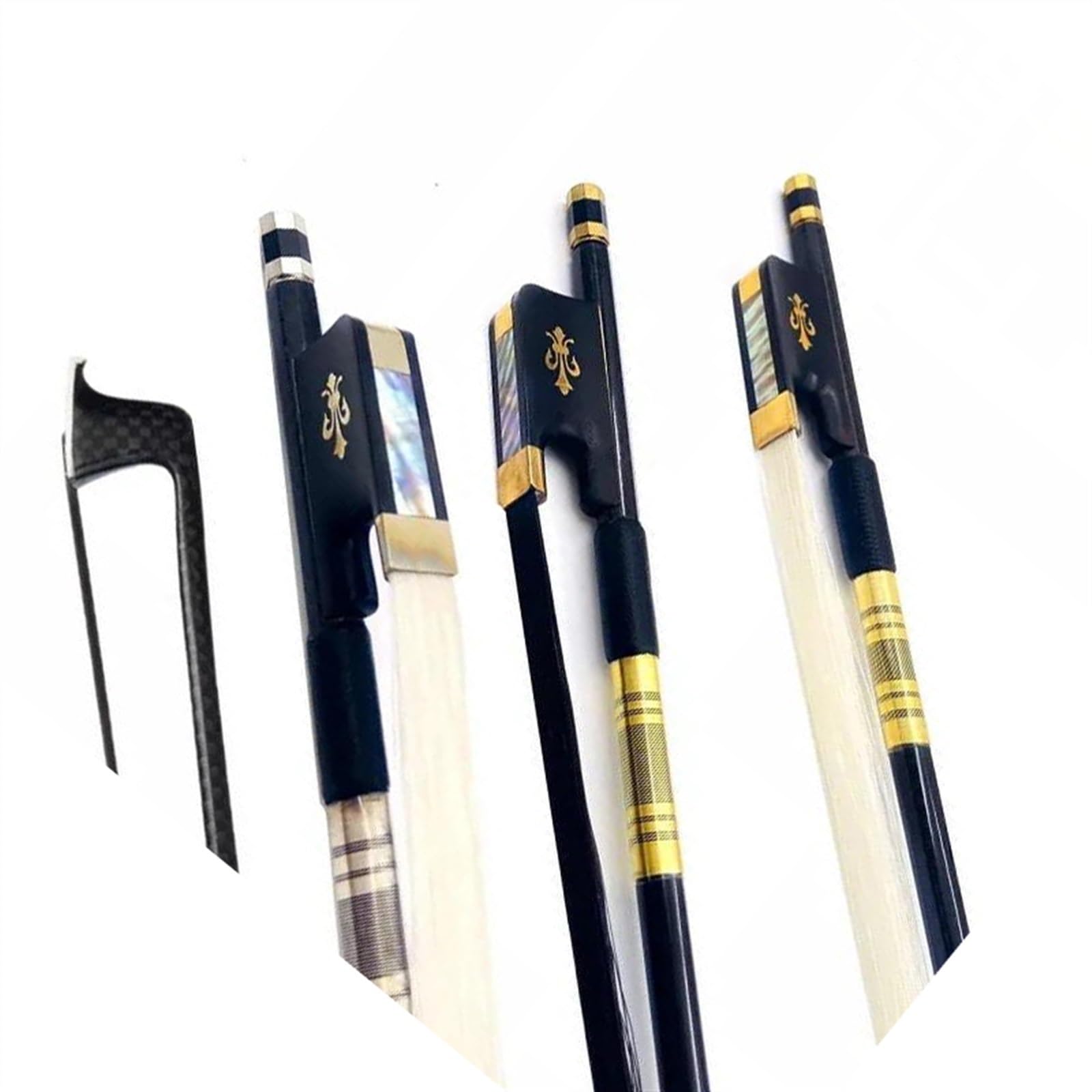 Arco De Violín El Mejor Arco Para Viola De Fibra De Carbono A Cuadros, Nuevo Y Potente Con Rejilla Negra Ligera 4/4(Style 3)