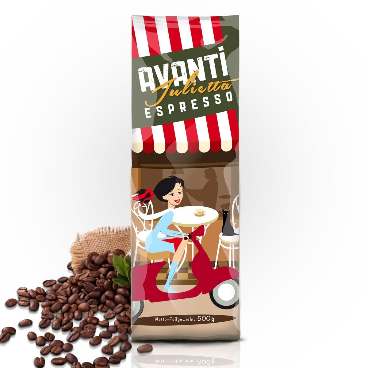 AVANTI Julietta Espresso Bohnen, 4x500g, 70% Arabica 30% Robusta, Traditionelle Trommelröstung, Geröstet in Italien