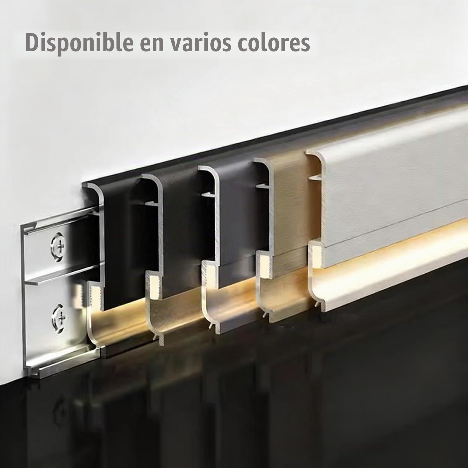 HAIXHX Moldura Iluminacion 10PACK Zócalo o rodapié moderno de aluminio con LED, H 2,35 pulgadas Perfil de zócalo metálico duradero para salón, dormitorio, cocina y comedor(Black)