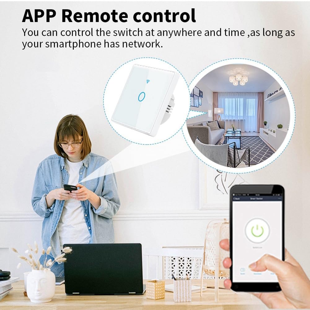 Interruptor de Pared Wi-Fi, Control de Pantalla Táctil Inteligente para, Interruptor de Luz Inteligente, Se Utiliza para Ajustar la Luz