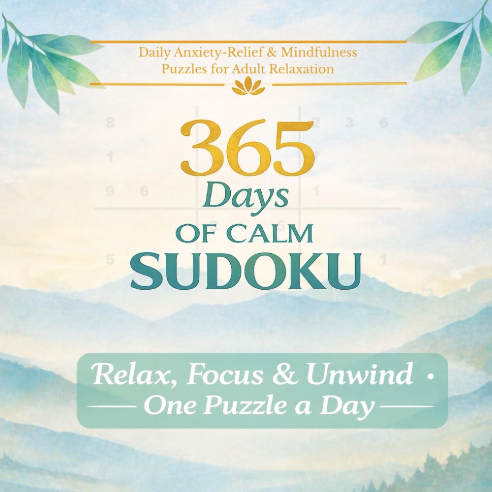 365 Days of Calm Sudoku: Daily Anxiety-Relief & Mindfulness Puzzles for Adult Relaxation: Relax, Focus & Unwind- One Puzzle a Day