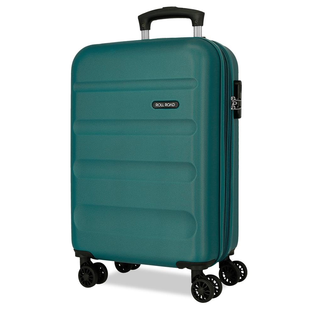 Roll Road Flex - Valigia da cabina verde, 35 x 55 x 20 cm, rigida, 2,5 kg, chiusura a combinazione laterale, in ABS, 2,5 kg, 33 l, estensibile, bagaglio a mano, Verde, Taglia unica, Valigia cabina