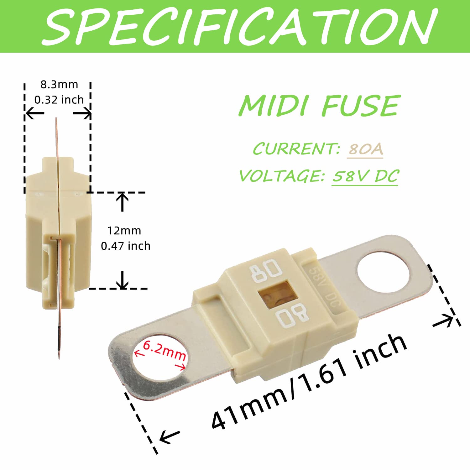 SIGANDG ANS Car Fuse Holder and 2pcs High Current Bolt-On Midi Fuses for Cars Trucks Vehicles(80A Amps) - Image 2
