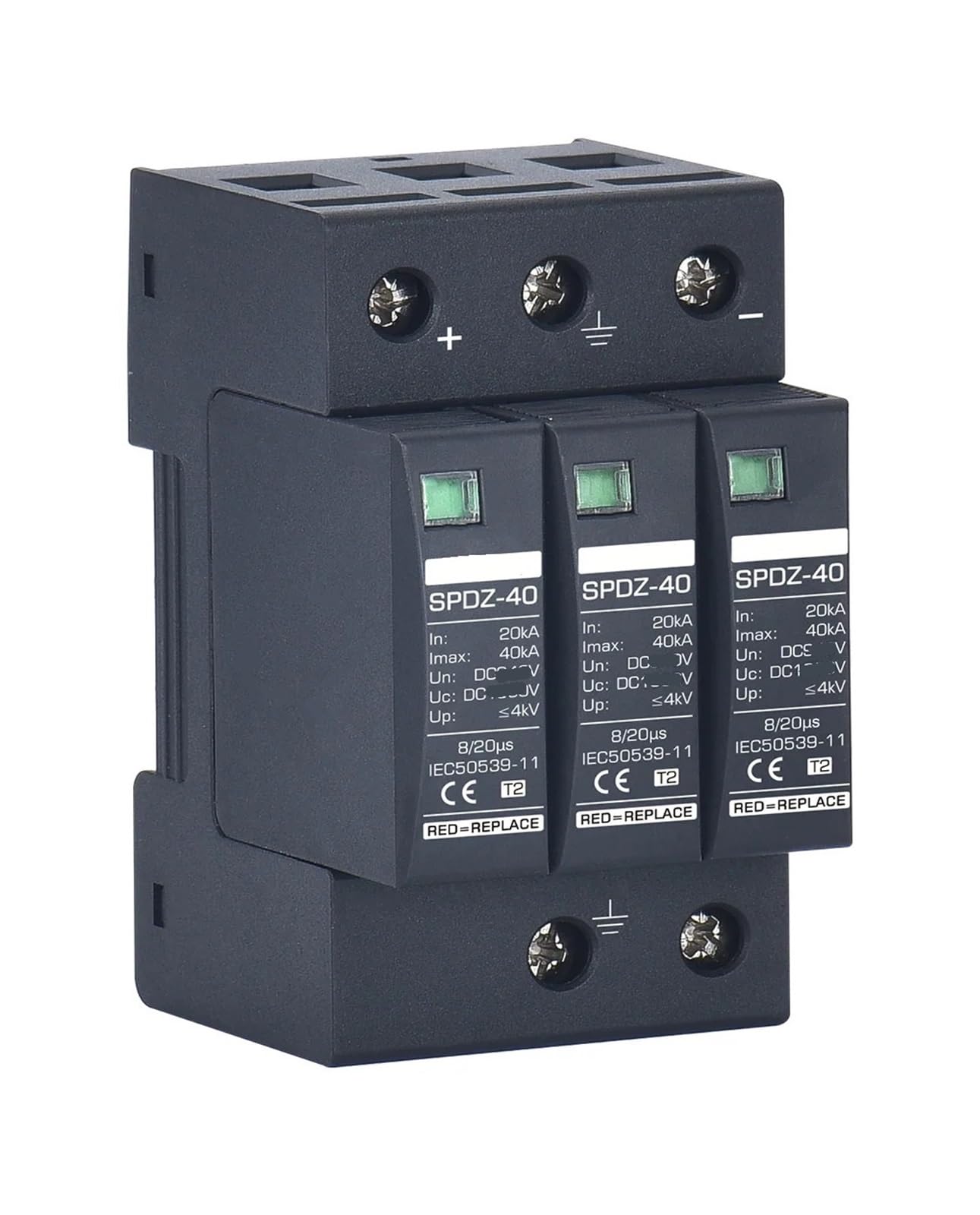 Parafoudre photovoltaïque DC 800V 40KA haute capacité de décharge 3 pôles