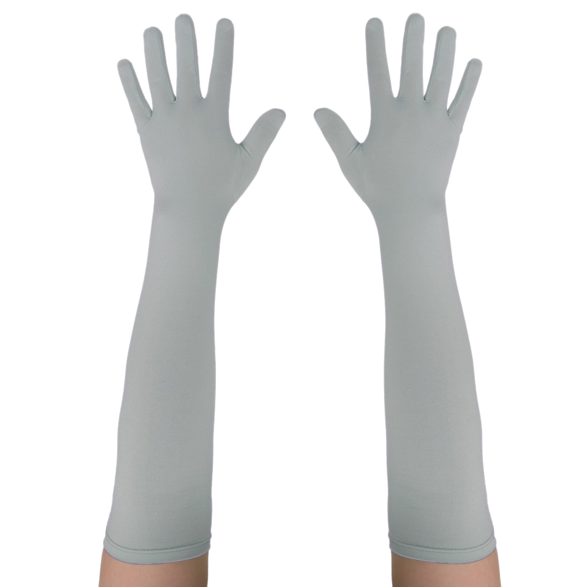 Seeksmile Long Gloves Unisex Adult 18" Length Spandex Stretchy Cosplay Costume Gloves, lightgrey, One Size