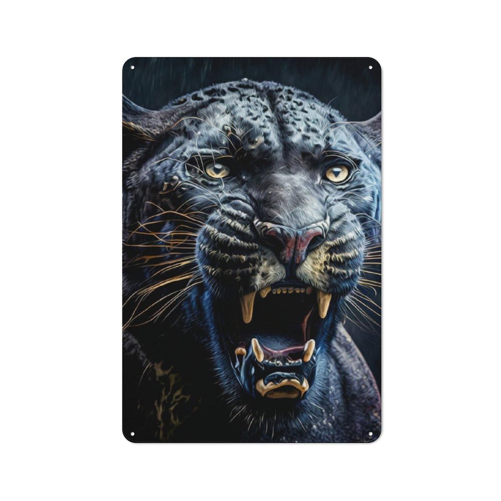 Junmoney Panther Metal Wall Sign 30X20cm Featuring For Garage Wall, For Kitchen, Dining Room And Home Bar Wall Decor
