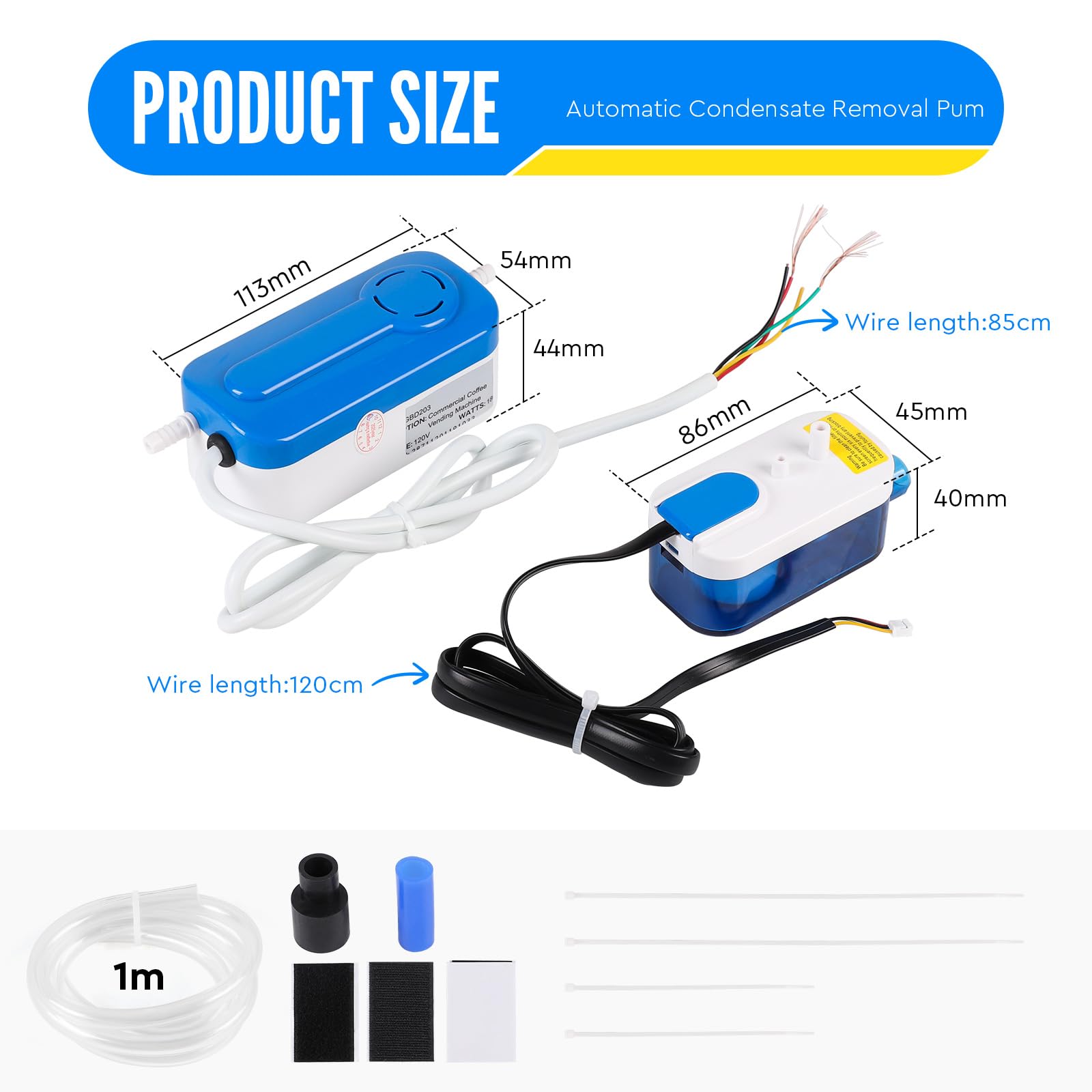 SWAWIS Pompe à Condensats Type Divisé pour Climatisation et Déshumidificateur, Pompe de Vidange pour Climatiseur 21dB Silencieuse avec 60ml Réservoir d'Eau, Débit Max 24L/h, pour Climatiseurs 8kW