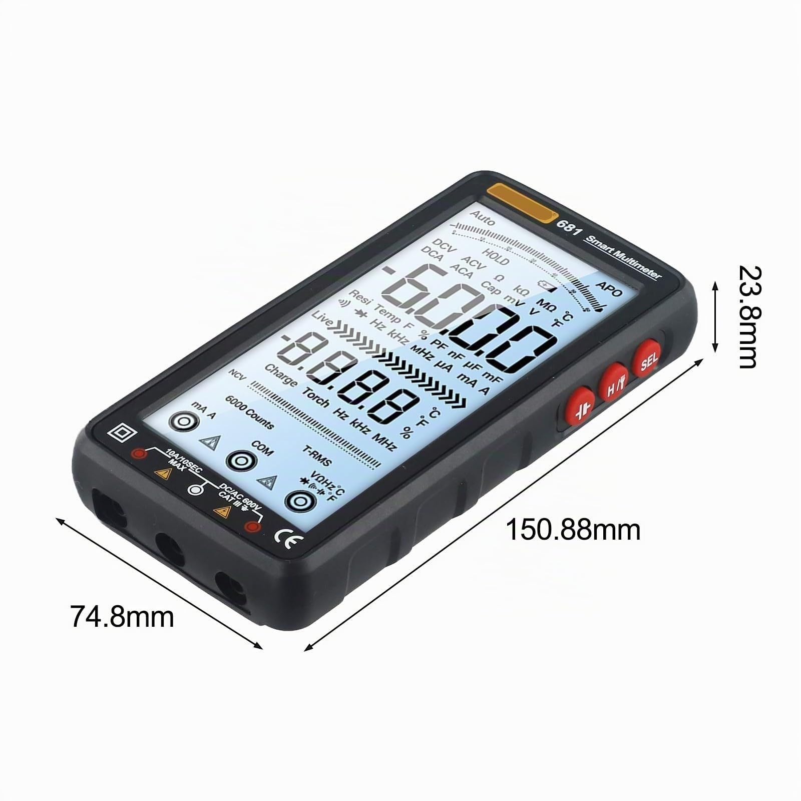 Per ANENG 681 Multimetro Digitale Professionale Ricaricabile AC/DC Tensione Senza Contatto Tester di Tensione Schermo LCD Tester Corrente