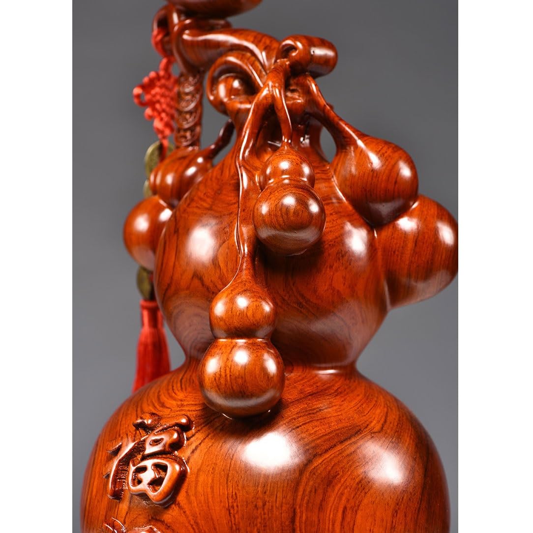 Dekoracja biurka Scultura In Legno Zucca Ornamento Legno Massiccio Soggiorno Mogano Casa Cinese Artigianato Decorativo Rzeźby Wystrój Domu (15 cm)