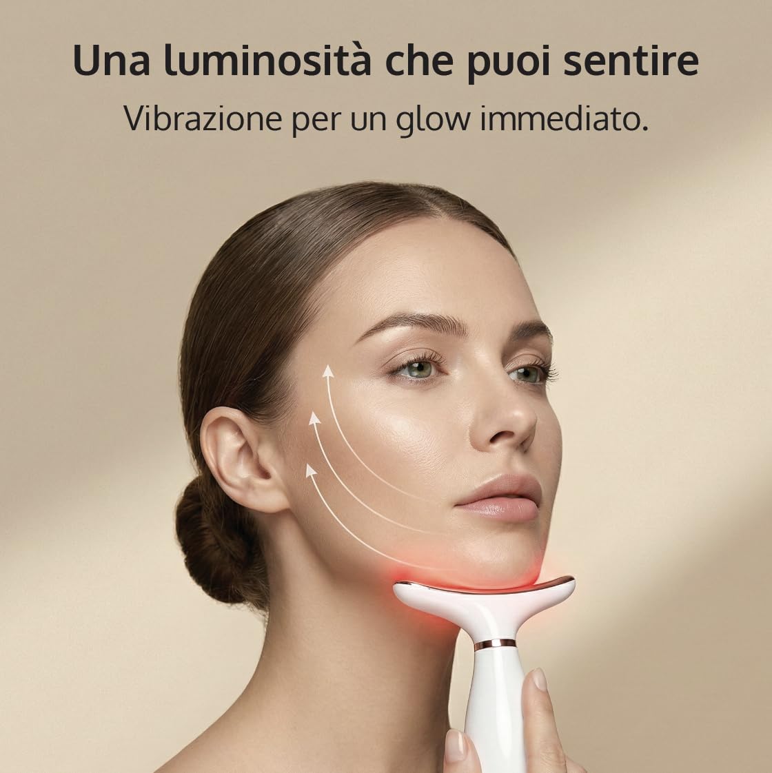 Massaggiatore Viso Angelite, Scolpitore Viso LED & Dispositivo Lifting Facciale per Rassodare & Scolpire, Strumento Rassodante con Calore & Vibrazione per Mascella, Guance & Collo, Garanzia di 2 Anni