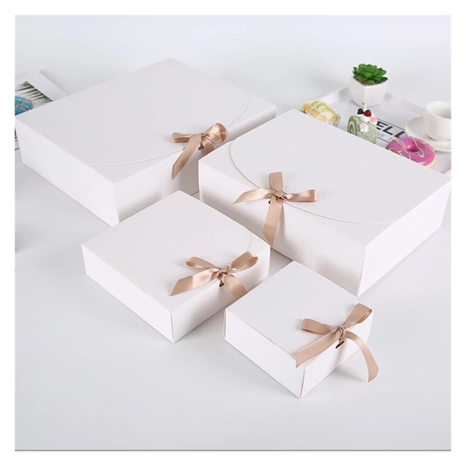 Boîtes cadeaux Kraft Boîte-cadeau en papier Kraft blanc 10 pièces, boîte de rangement de bonbons, chocolat et biscuits faits à la main, fournitures de fête, rangement de vêtements for anniversaire ( S