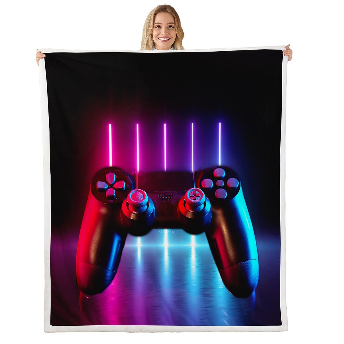 Couverture sherpa gaming contre le froid plaid manette de jeu douce
