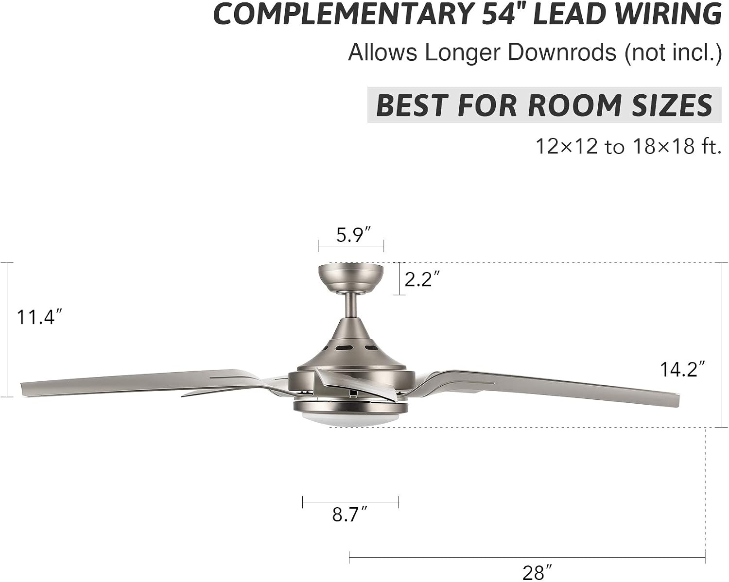 Blасk Frіdау - 80% оƒƒ VONLUCE 56'' Modern Ceiling Fan with Lights and Remote, Industrial Ceiling Fans Brushed Nickel for Bedroom, Living Room, Dining Room, Silver Ceiling Fan Lights with 5 ABS Blades and 15W LED Light Kit