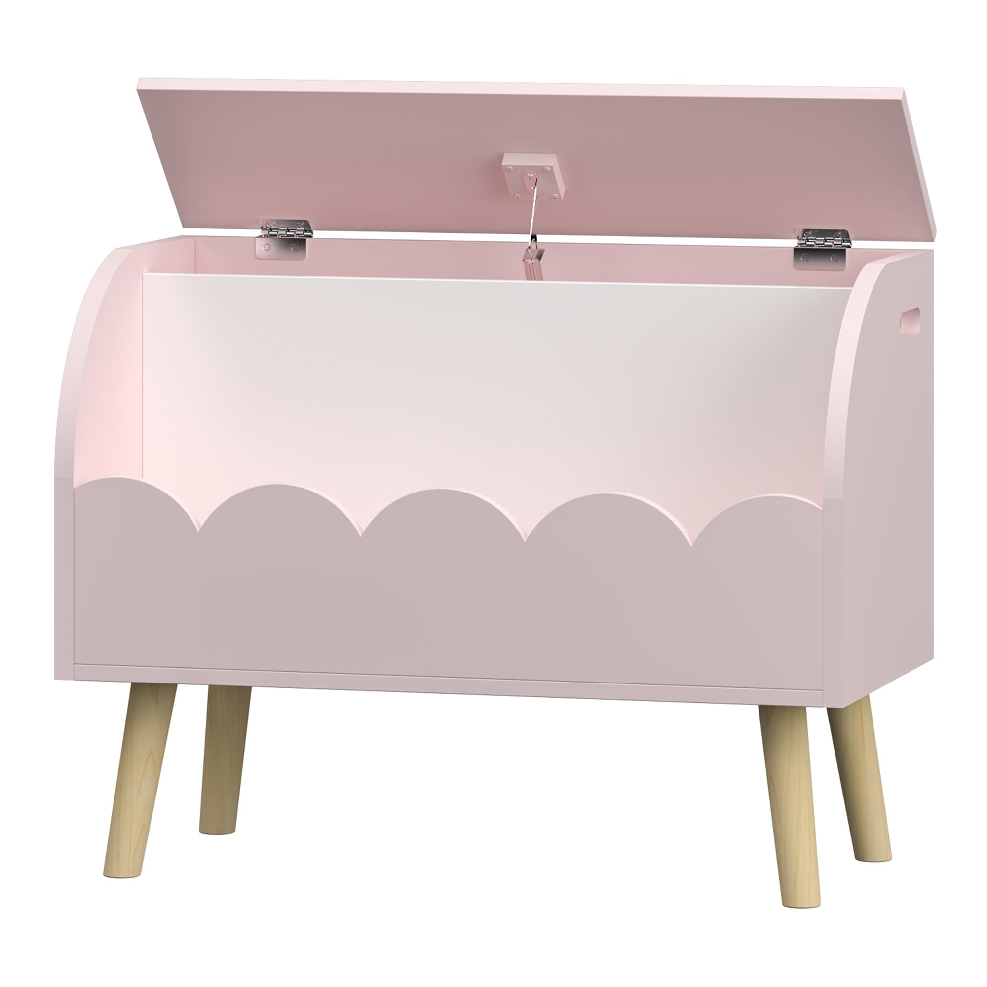 [en.casa] Spielzeugkiste mit Deckel Vestnes Kuscheltier Aufbewahrung Kinderzimmer Wellendesign Truhe Spielzeugbox 60 x 30 x 44 cm Cotton Candy/Weiß