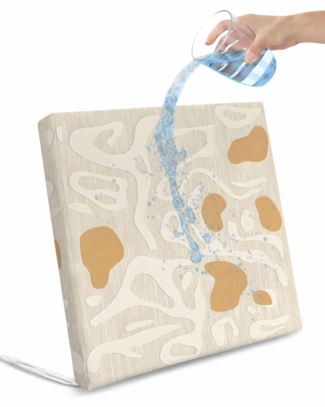 2 Pack Orange Beige Abstract Waterproof Cushion Covers with Ties, Outdoor Patio Chaise Lounge Chair Seat Cushion Slip Covers Replacement(Only Cover) Modern Vintage Geometric 24