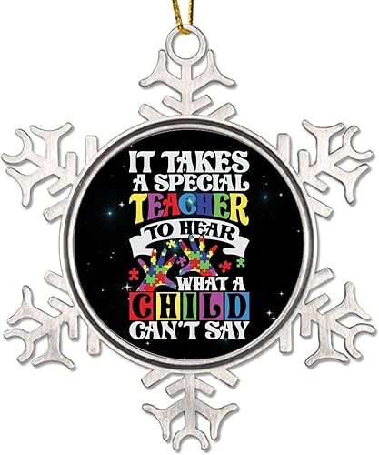 Adorno de árbol de Navidad, rompecabezas para autismo, adornos especiales para profesores, decoraciones de conciencia sobre el autismo, decoraciones