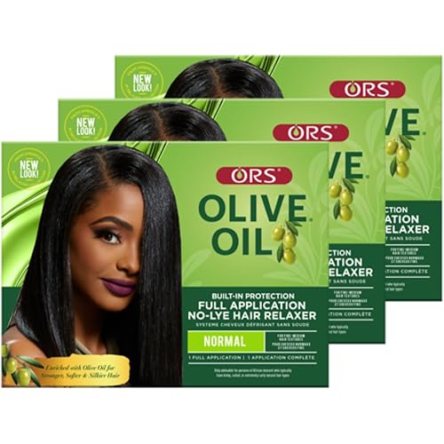 ORS Olive Oil Built-In Protection Full Application No-Lye Hair Relaxer Normal Strength (Pack of 3)