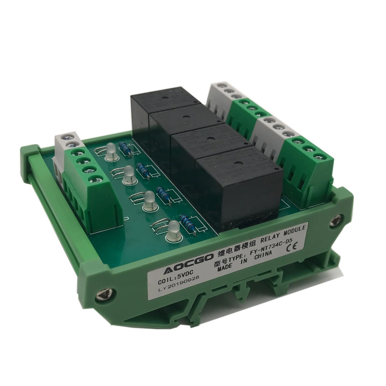 Modulo relè di interfaccia T73 a 4 canali Montaggio a pannello su guida DIN da 5 V CC