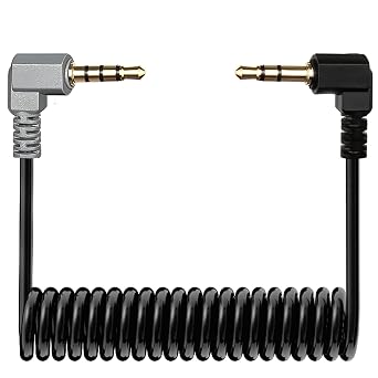 TRS to TRRS Cable 3.5mm Microphone Cable, 1/8 Male to Male Coiled Right Angle Mic Cord Compatible iPhone, Smartphone with Tablets Black