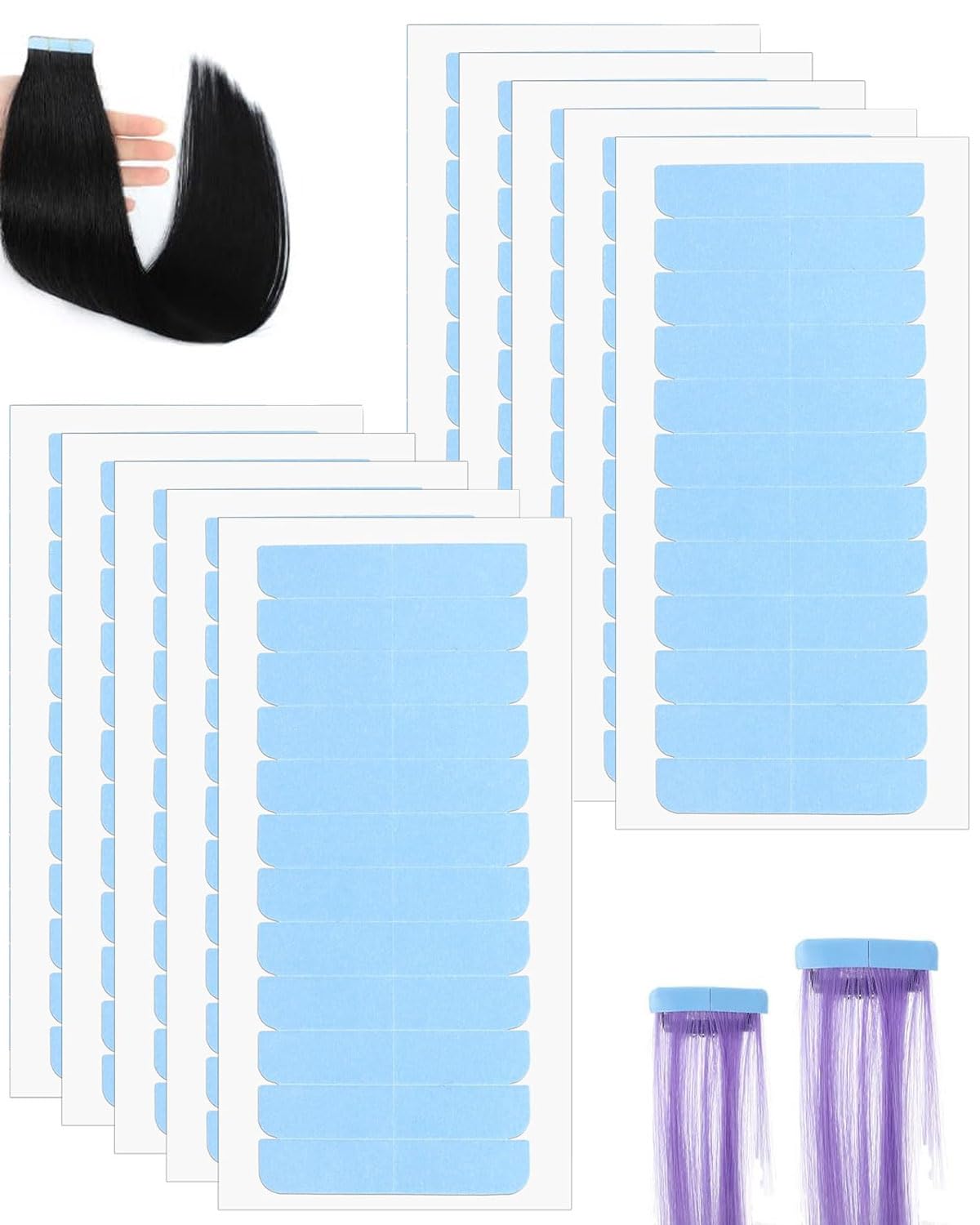 120pcs Cinta Adhesiva para el Cabello, Cinta Adhesiva de Extensión de Pelo, Adhesivo Tape para Extensiones Cabello y Trama Cabello, Invisible Doble Cara Cinta Repuesto Peluca Impermeable