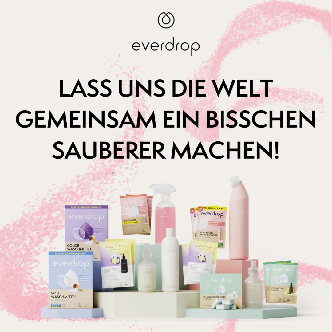 everdrop tiefenreinigender WC‑Schaum Pink – 3er‑Set für 9 Andwendungen für gründliche Toilettenreinigung, plastikfrei & vegan, mit natürlichem Duft – entfernt Kalk & Schmutz ohne aggressive Chemie