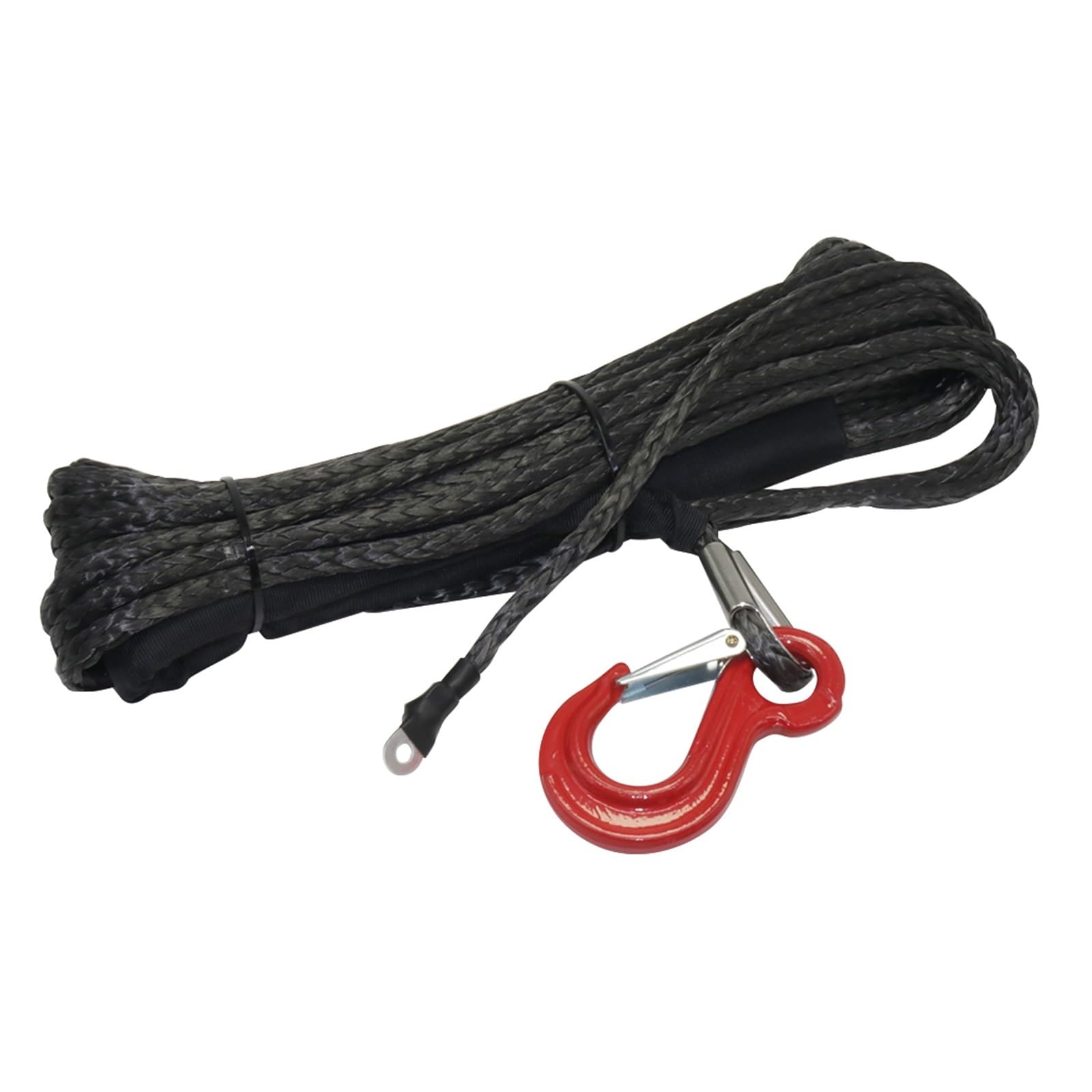8mm * 15m syntetyczna lina wyciągarki samochód holowniczy 4x4 akcesoria przyczepa terenowa pasek wytrzymałość na zerwanie Max 20500LBS dla pojazdu ATV SUV(Matte Black Hook)