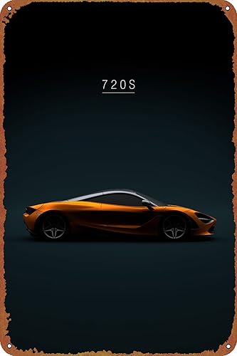 Miniatura 1 de 2018 McLaren 720S Orange Cafe Bar Home Wall Art Decoración Póster Retro Vintage Metal Tin Sign 8x12 pulgadas
