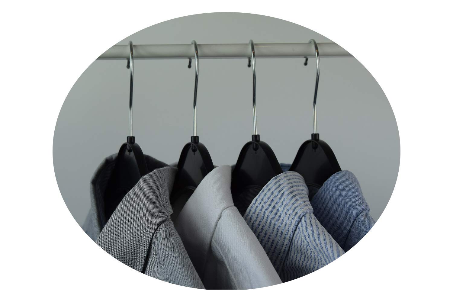 RSR-Hangers Kleiderbügel NA 43 cm - 50 Stück - aus Kunststoff - 360° drehbarer Haken - platzsparend - Hemdenbügel - Blusenbügel - Mäntel - schneller Versand - Made in Germany