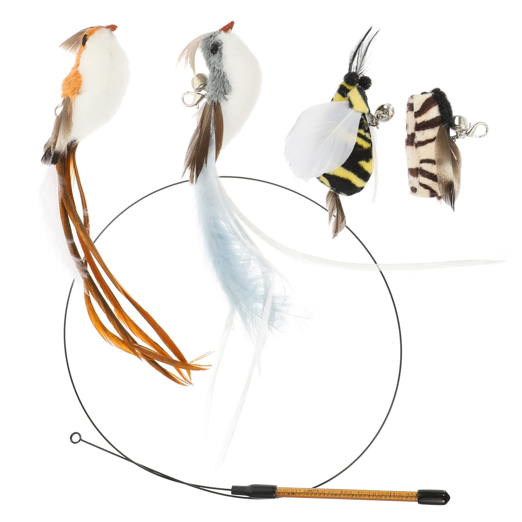 INOOMP Lot De 4 Jouets Interactifs pour Chats Dintérieur avec Poteau en Fil Dacier Légers Et Flexibles