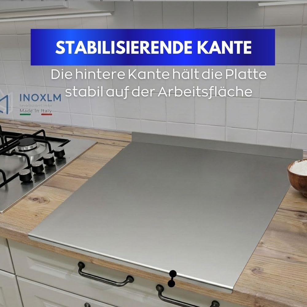 INOXLM Schneidebrett Edelstahl zum Kneten, Edelstahl Arbeitsplatte verschiedene Größen für Küche, Bar, Restaurant, knetbrett edelstahl mit ständer Falten und Etagere