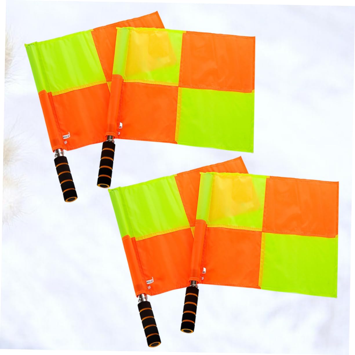 SUPVOX Handheld Match Referee Flags Set Fluorescent Yellow Signal Flags for Outdoor Football Games