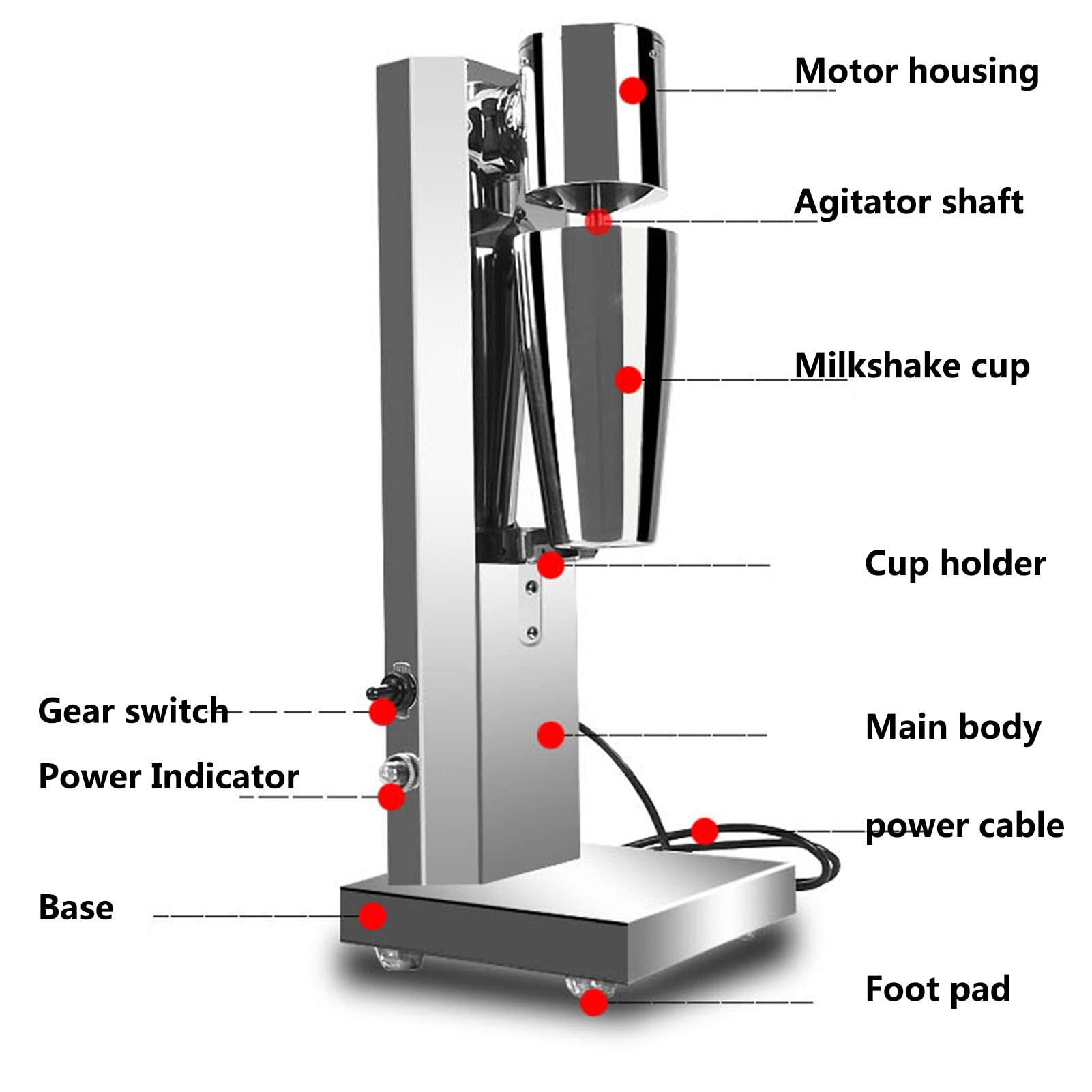Classico Creatore Di Frapphake 2 Velocità Macchina Da Shaker Al Latte Elettrico Bevi Mixer Acciaio Inossidabile Smoothie Stand Mixer Milk Frother Protein Shaker Per I Cocktail Di Frullati Di Proteine