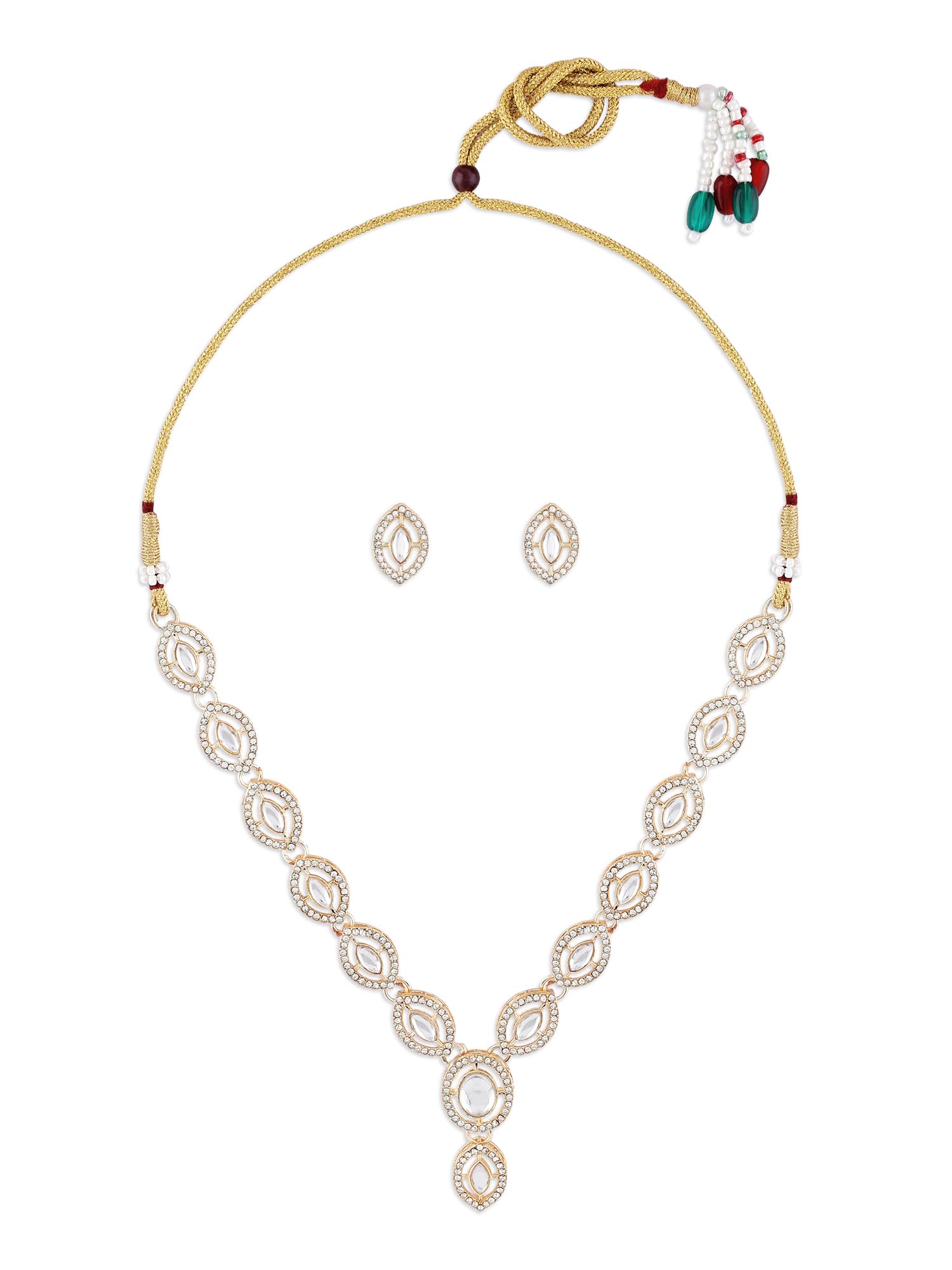 ZAVERI PEARLS Gold Tone Dazzling Austrian Diamonds & Stones Embellished Necklace & Earring Set For Women-ZPFK17678 (B0CZXR9XSK) Amazon Price History, Amazon Price Tracker