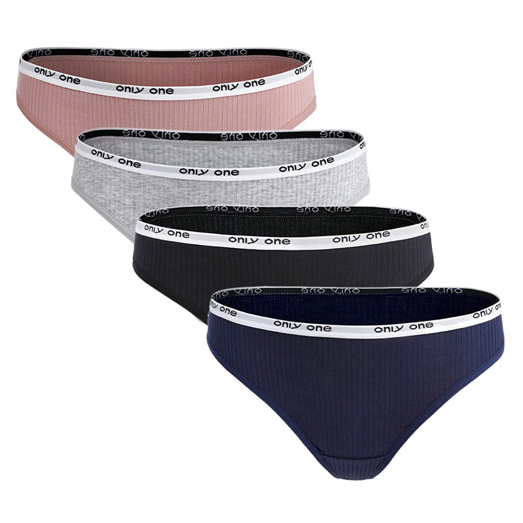Dorakitten Thong Panties Soft Breathable 4 Pairs Solid Color Low Waist Simple Thin Cotton Thongs Bikini Panties T-Back-image-46